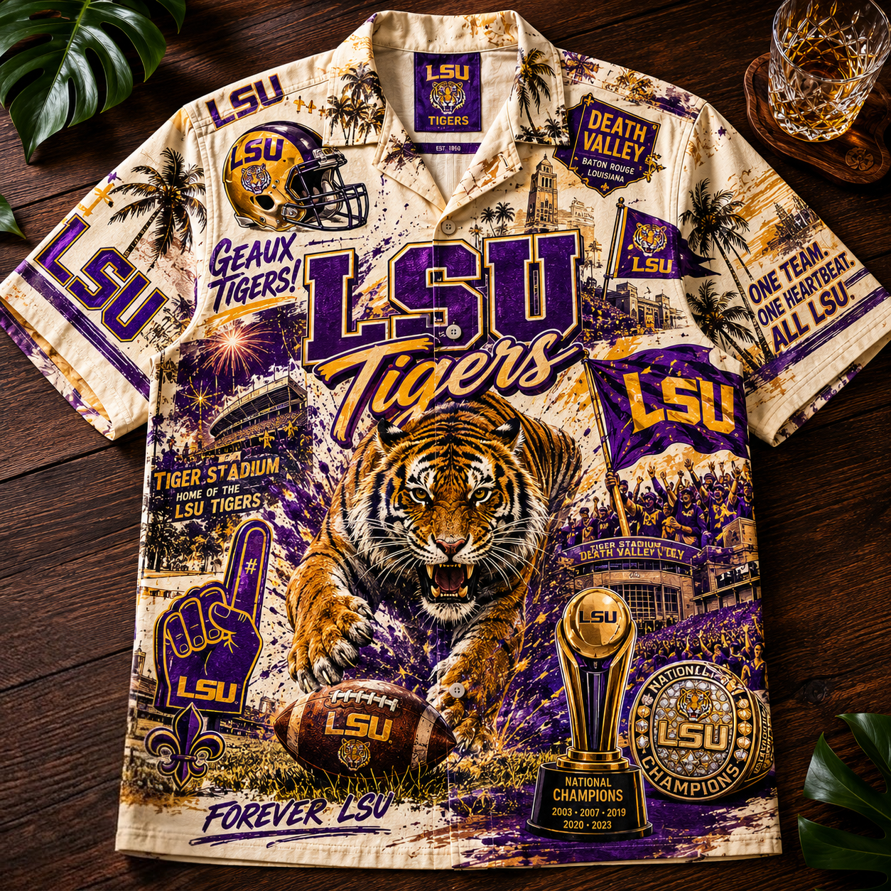 PREMIUM LSU HAWAIIAN SHIRT PDL