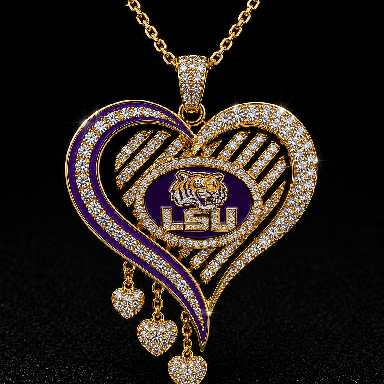LSUT Solid Gold Chain with Diamond Pendant TTTT