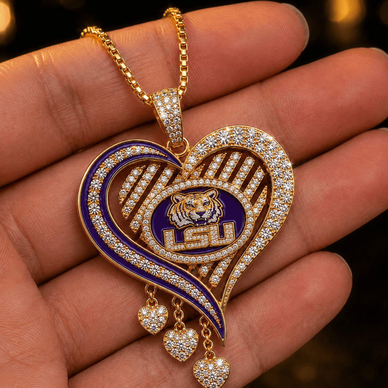 LSUT Solid Gold Chain with Diamond Pendant TTTT