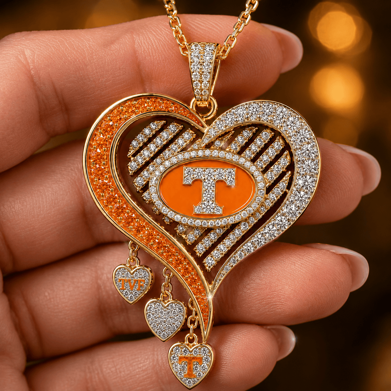 TVF Solid Gold Chain with Diamond Pendant TTTT