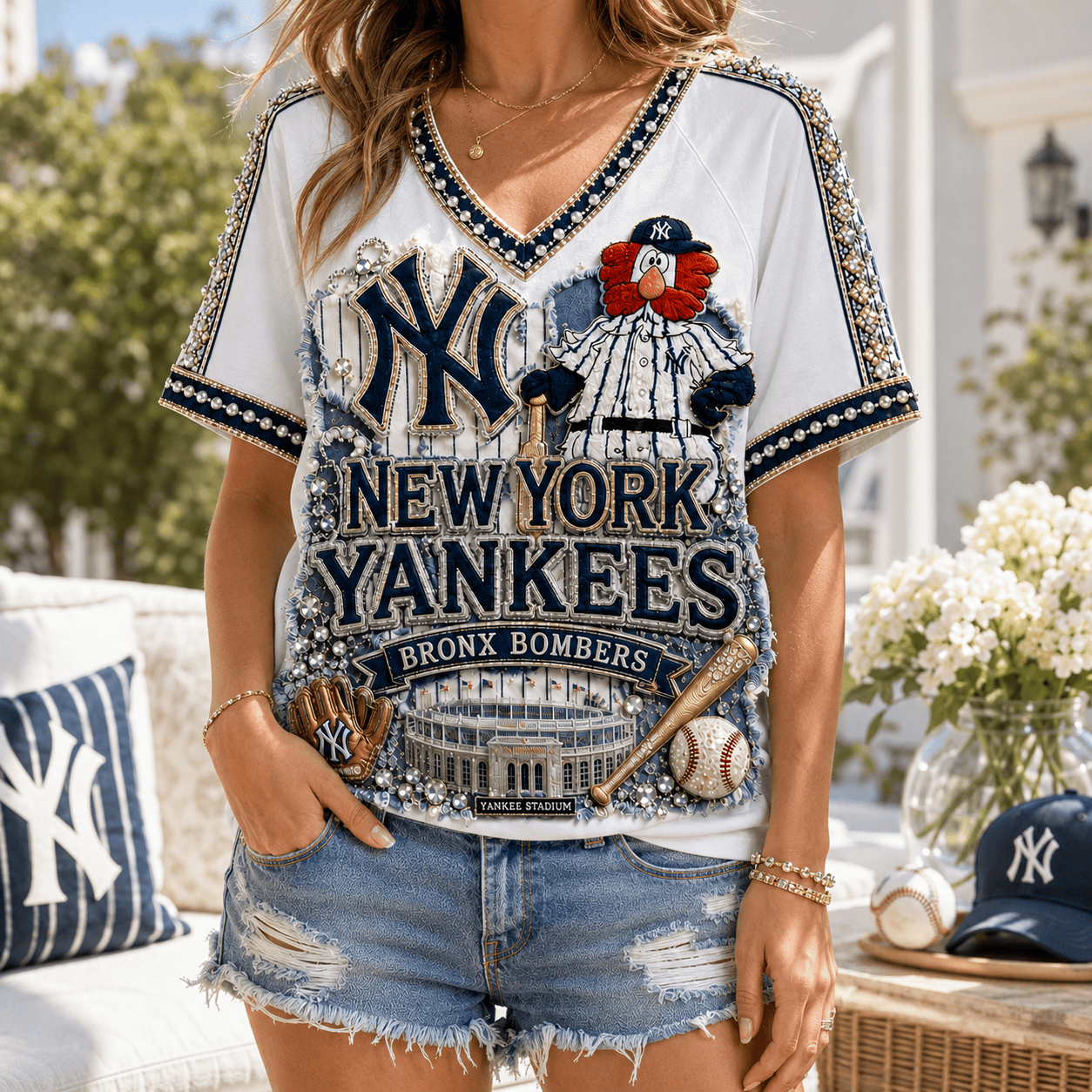 Premium NYY V-neck Shirt NPL