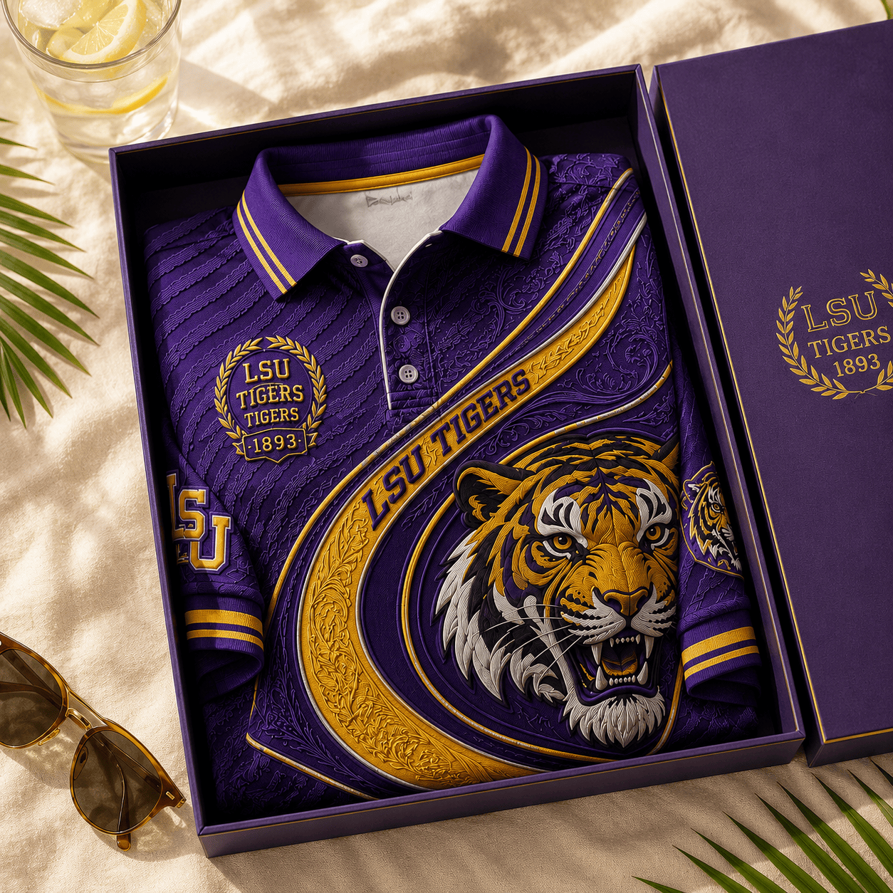 PREMIUM LSU EMBOSS POLO SHIRT HQH