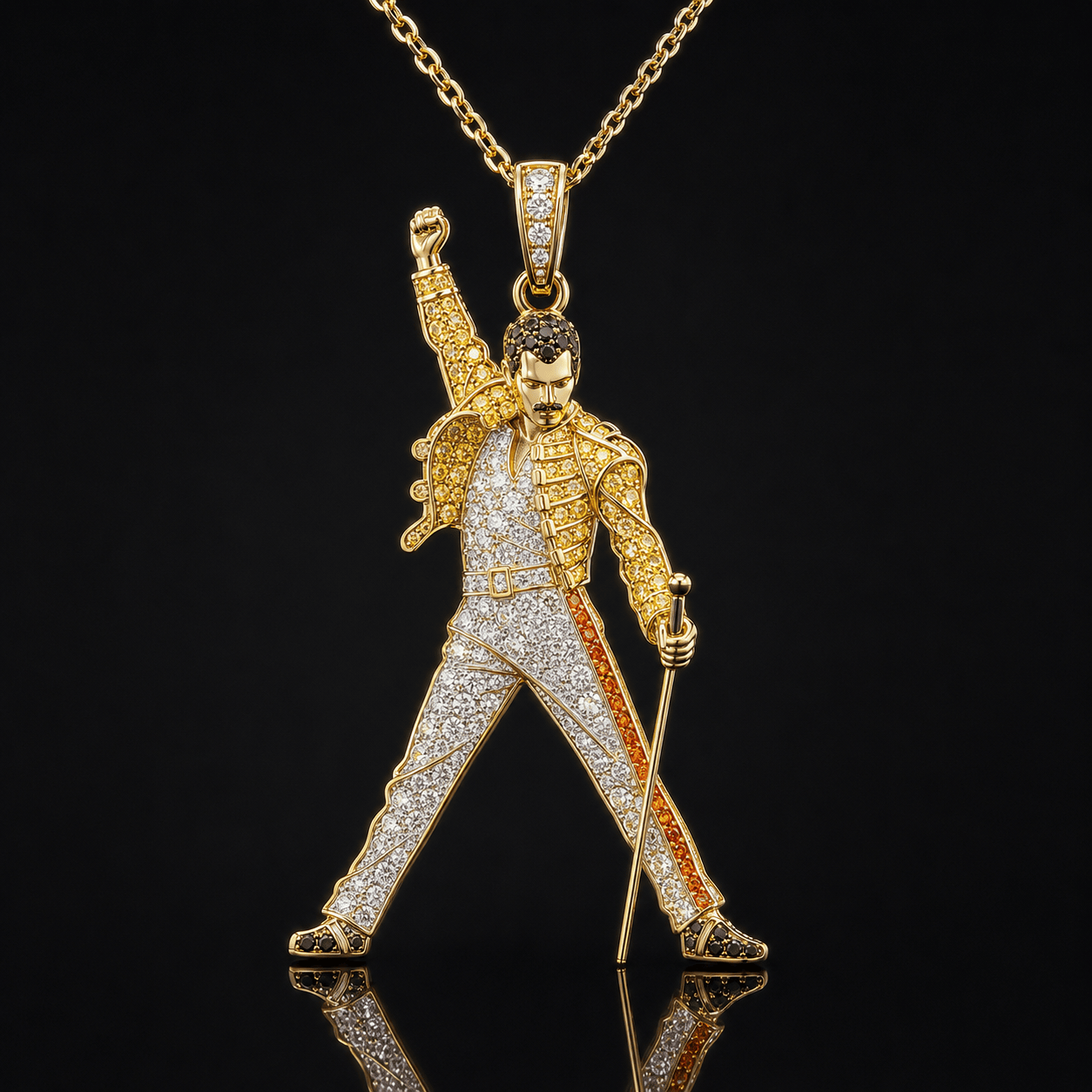 QNN Solid Gold Chain with Diamond Pendant BMD