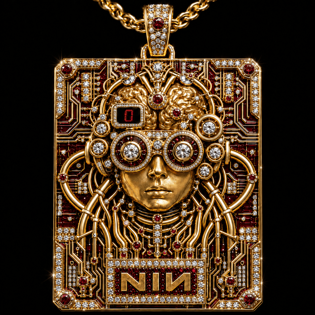 NIN Solid Gold Chain with Diamond Pendant TTTT