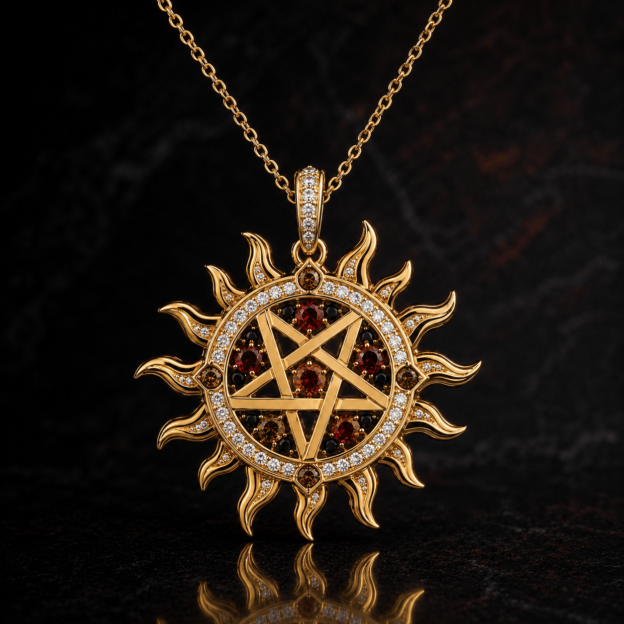 SUNA Solid Gold Chain with Diamond Pendant BMD