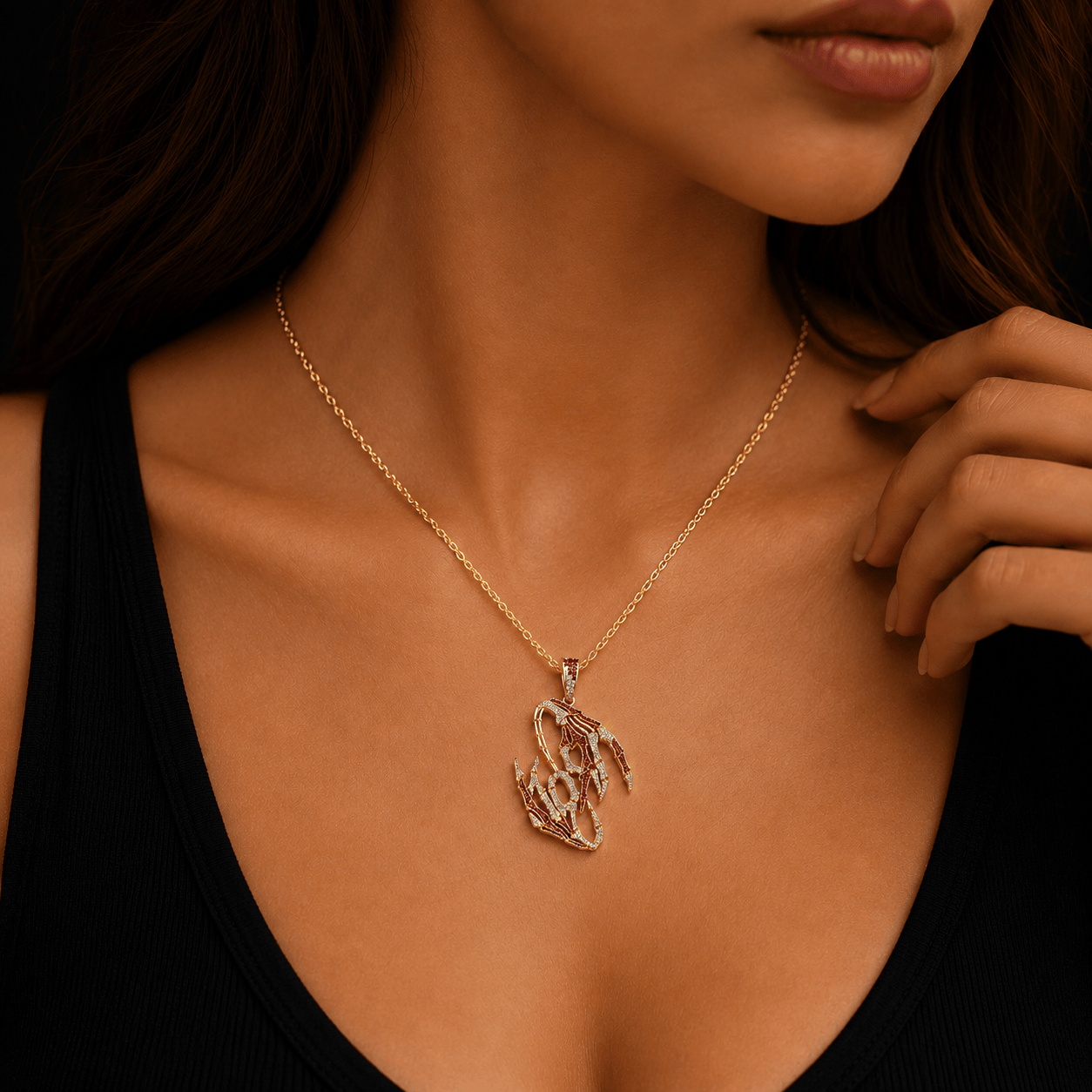 KRN Solid Gold Chain with Diamond Pendant TTTT