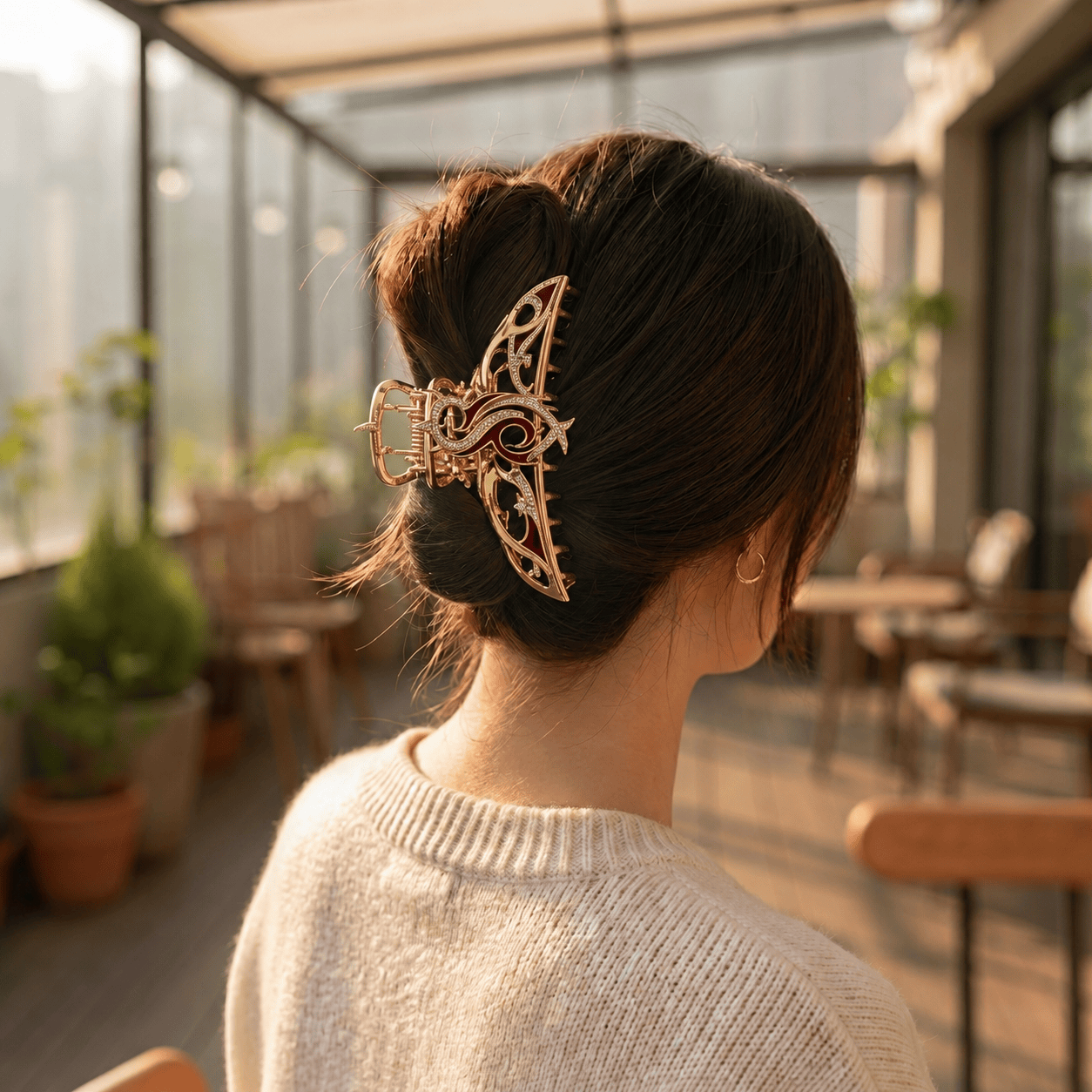SLK Elegant Gold Hair Clip For Women BMD