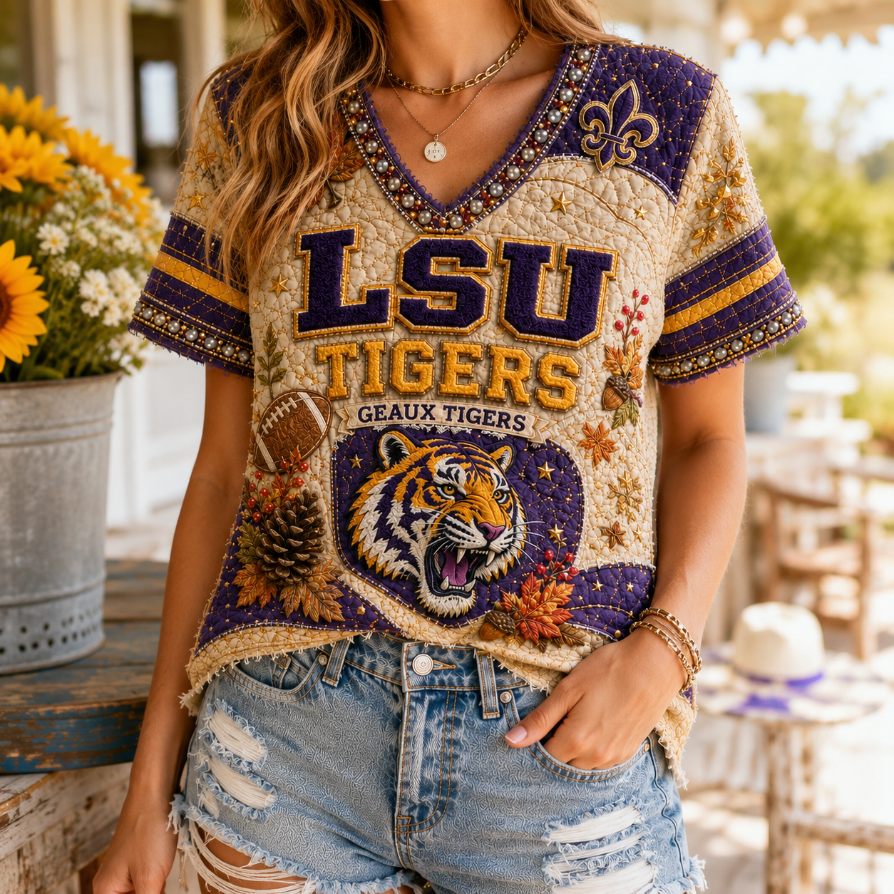 Premium LSU V-neck Shirt NTVA