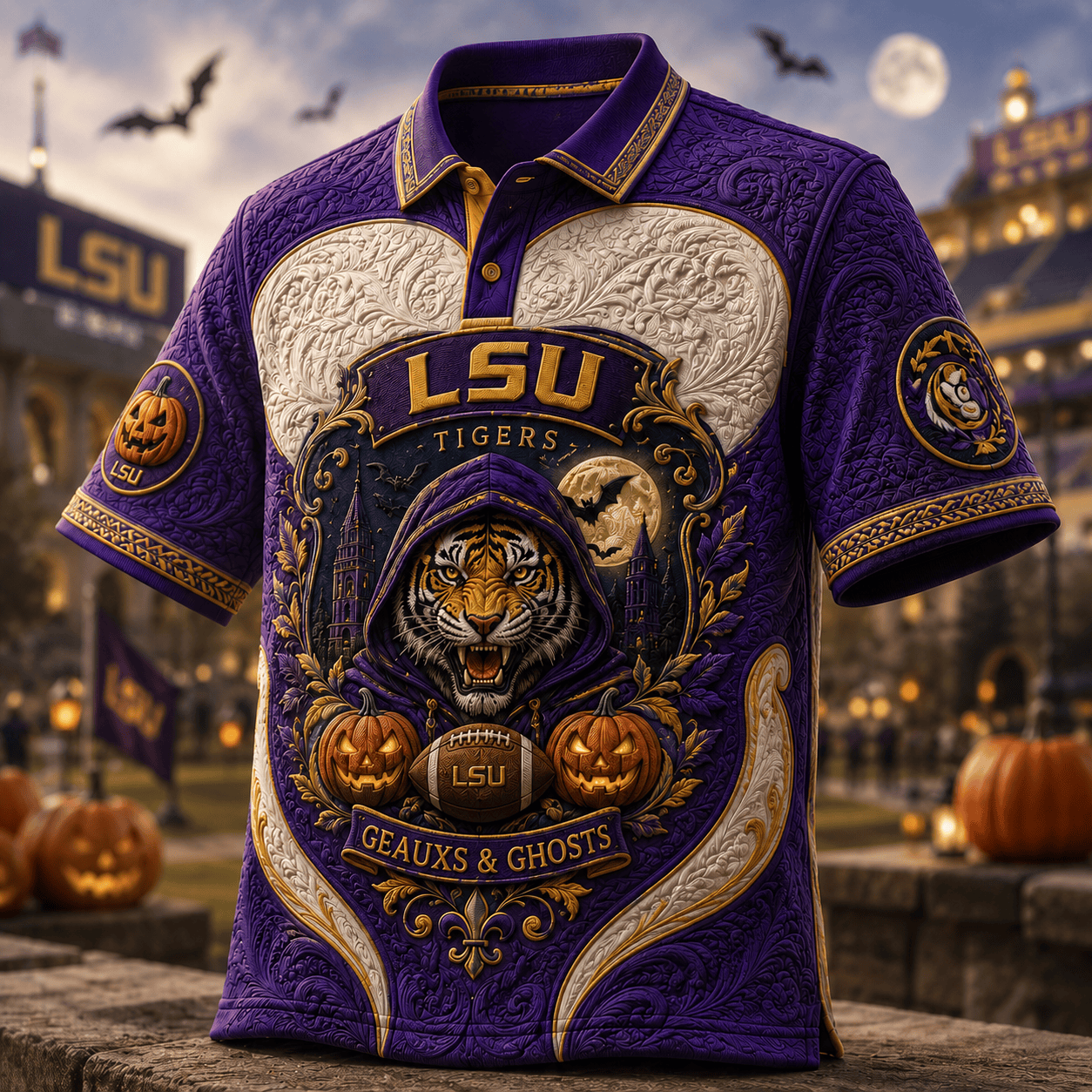 PREMIUM LSU EMBOSS POLO SHIRT HQH