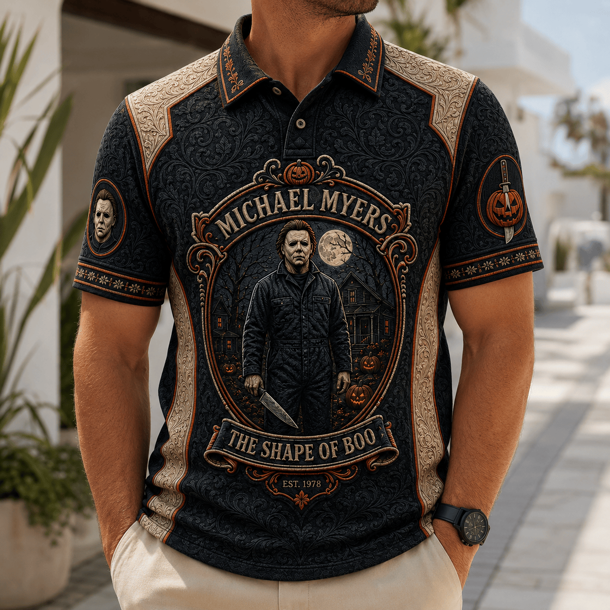 PREMIUM MCM EMBOSS POLO SHIRT HQH