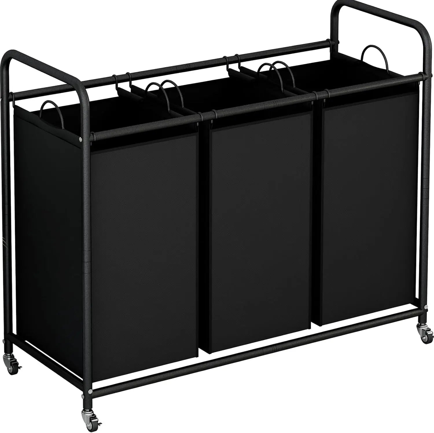 3-Bag Laundry Basket Hamper Laundry Sorter Cart laundry room organization with Heavy Duty Rolling Lockable Wheels and Bags